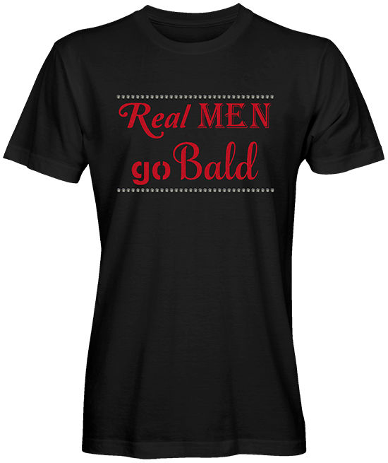 T-shirt real men go bald met Preciosa Crystals