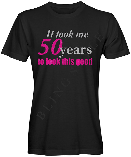 T shirt zwart glitterflex 50 jaar
