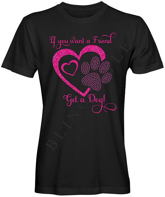 T shirt zwart glitterflex if you want a friend 0