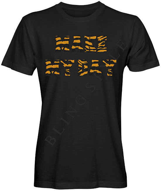 T shirt zwart glitterflex make my day