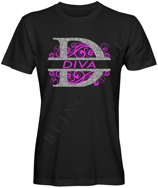 T shirt monogram en naam met 2 kleuren glitterflex