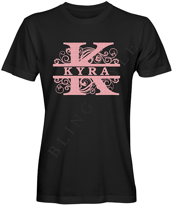 T shirt monogram en naam met glitterflex