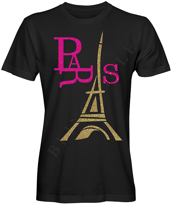 T shirt zwart met glitterflex parijs